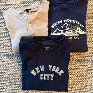 Janie and Jack Navy and Grey Kids Long Sleeve Shirts